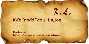 Körmöczy Lajos névjegykártya